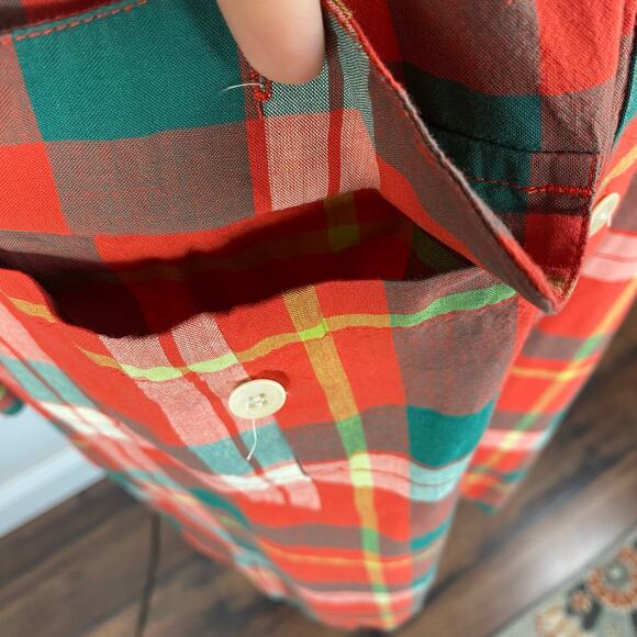 L.L. Bean Signature Madras Camp Shirt Dress Red Plaid Button Down Womens Size 10 - Picture 10 of 16